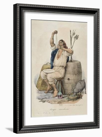 Eating Macaroni-null-Framed Giclee Print