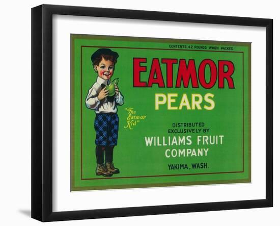 Eatmor Pear Crate Label - Yakima, WA-Lantern Press-Framed Art Print