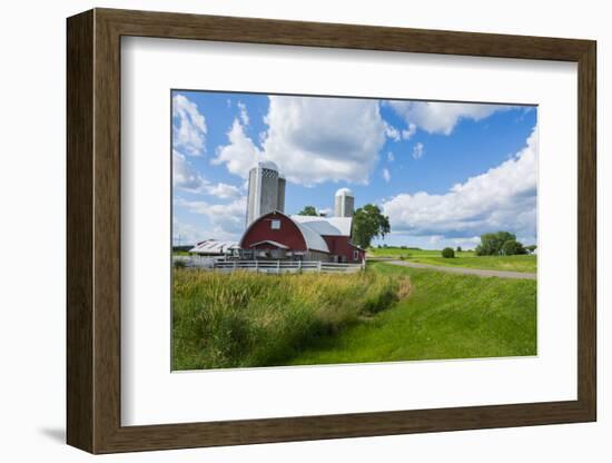 Eau Claire, Wisconsin, Farm and Red Barn in Picturesque Farming Scene-Bill Bachmann-Framed Photographic Print