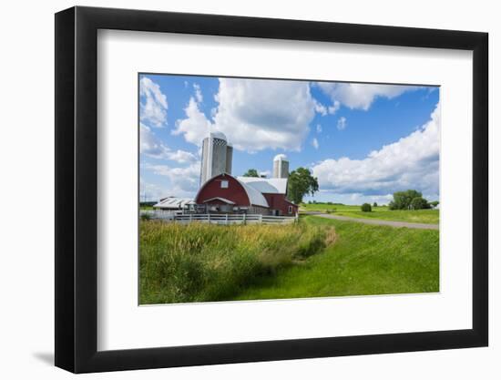 Eau Claire, Wisconsin, Farm and Red Barn in Picturesque Farming Scene-Bill Bachmann-Framed Photographic Print