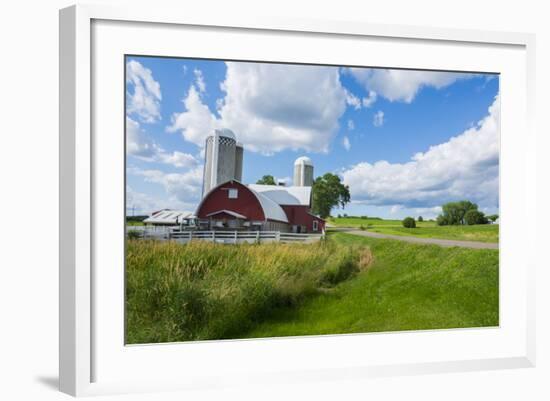 Eau Claire, Wisconsin, Farm and Red Barn in Picturesque Farming Scene-Bill Bachmann-Framed Photographic Print