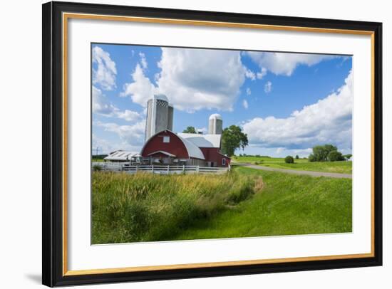 Eau Claire, Wisconsin, Farm and Red Barn in Picturesque Farming Scene-Bill Bachmann-Framed Photographic Print