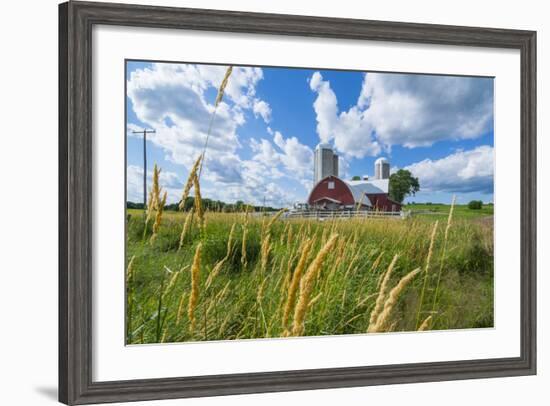 Eau Claire, Wisconsin, Farm and Red Barn in Picturesque Farming Scene-Bill Bachmann-Framed Photographic Print