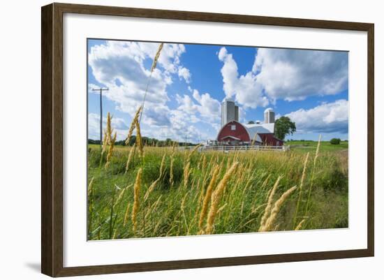 Eau Claire, Wisconsin, Farm and Red Barn in Picturesque Farming Scene-Bill Bachmann-Framed Photographic Print