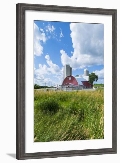 Eau Claire, Wisconsin, Farm and Red Barn in Picturesque Farming Scene-Bill Bachmann-Framed Photographic Print