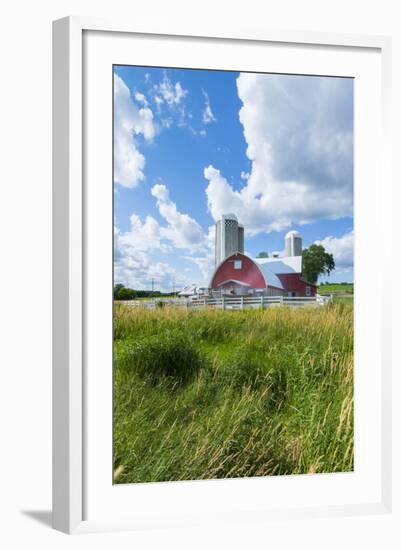 Eau Claire, Wisconsin, Farm and Red Barn in Picturesque Farming Scene-Bill Bachmann-Framed Photographic Print