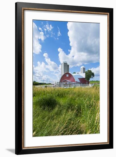 Eau Claire, Wisconsin, Farm and Red Barn in Picturesque Farming Scene-Bill Bachmann-Framed Photographic Print