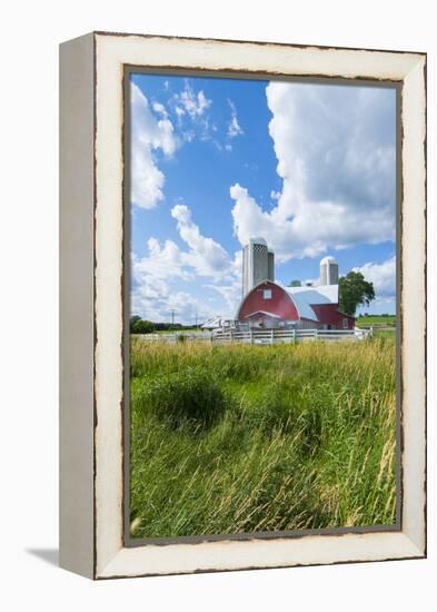 Eau Claire, Wisconsin, Farm and Red Barn in Picturesque Farming Scene-Bill Bachmann-Framed Premier Image Canvas