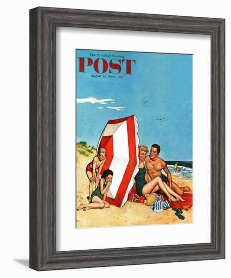 "Eavesdropping on Love," Saturday Evening Post Cover, August 13, 1960-Amos Sewell-Framed Giclee Print