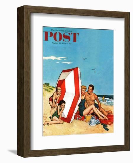 "Eavesdropping on Love," Saturday Evening Post Cover, August 13, 1960-Amos Sewell-Framed Giclee Print