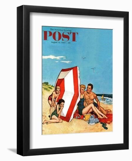 "Eavesdropping on Love," Saturday Evening Post Cover, August 13, 1960-Amos Sewell-Framed Giclee Print