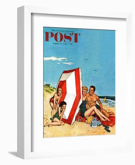 "Eavesdropping on Love," Saturday Evening Post Cover, August 13, 1960-Amos Sewell-Framed Giclee Print