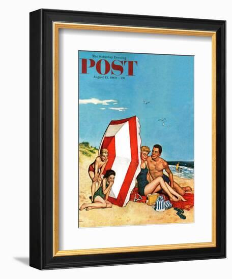 "Eavesdropping on Love," Saturday Evening Post Cover, August 13, 1960-Amos Sewell-Framed Giclee Print