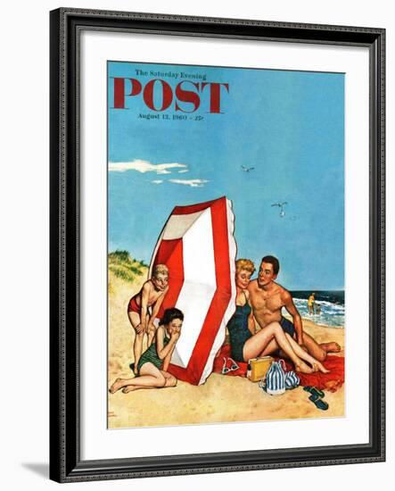 "Eavesdropping on Love," Saturday Evening Post Cover, August 13, 1960-Amos Sewell-Framed Giclee Print