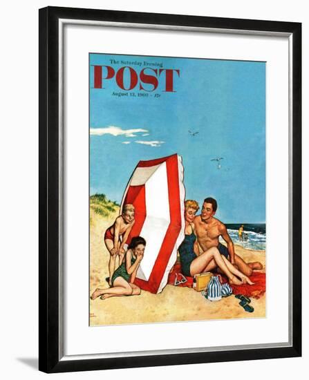 "Eavesdropping on Love," Saturday Evening Post Cover, August 13, 1960-Amos Sewell-Framed Giclee Print