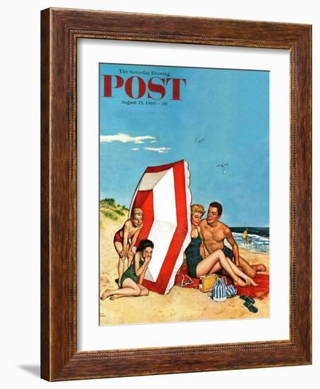 "Eavesdropping on Love," Saturday Evening Post Cover, August 13, 1960-Amos Sewell-Framed Giclee Print