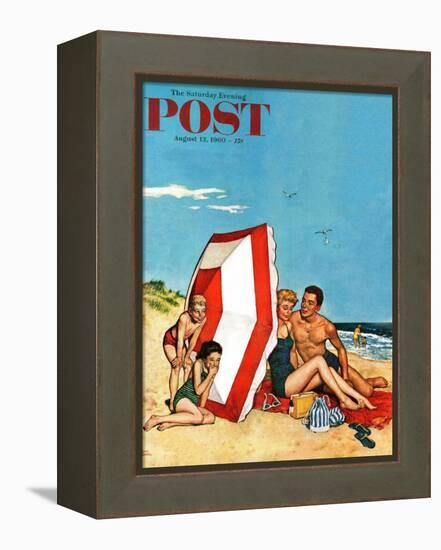 "Eavesdropping on Love," Saturday Evening Post Cover, August 13, 1960-Amos Sewell-Framed Premier Image Canvas