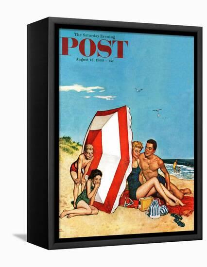 "Eavesdropping on Love," Saturday Evening Post Cover, August 13, 1960-Amos Sewell-Framed Premier Image Canvas