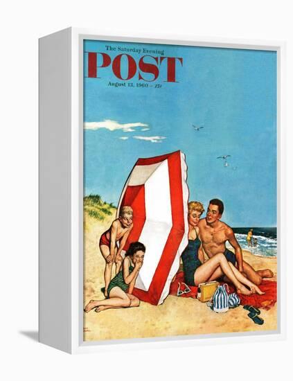 "Eavesdropping on Love," Saturday Evening Post Cover, August 13, 1960-Amos Sewell-Framed Premier Image Canvas