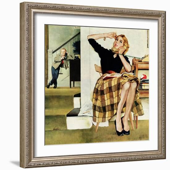 "Eavesdropping on Sister", February 9, 1957-George Hughes-Framed Giclee Print