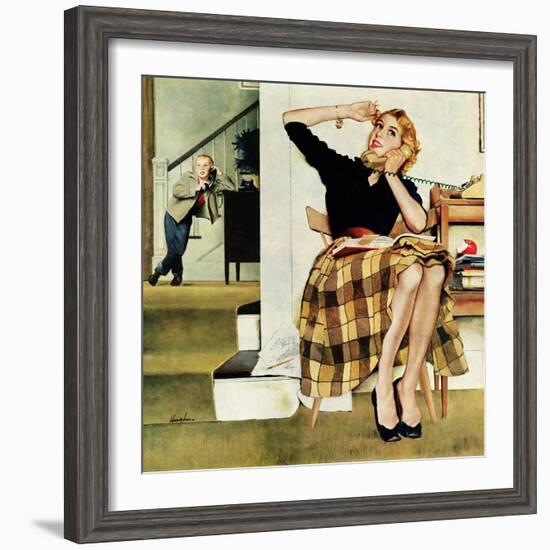 "Eavesdropping on Sister", February 9, 1957-George Hughes-Framed Giclee Print