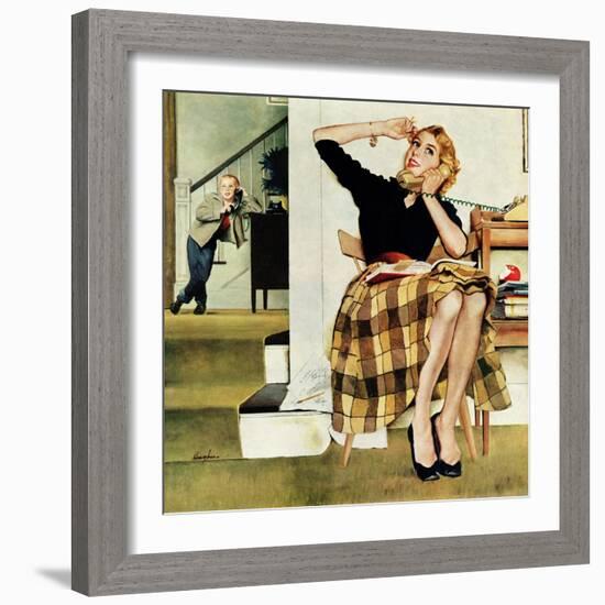 "Eavesdropping on Sister", February 9, 1957-George Hughes-Framed Giclee Print