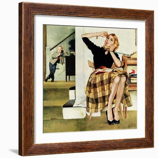 "Eavesdropping on Sister", February 9, 1957-George Hughes-Framed Giclee Print