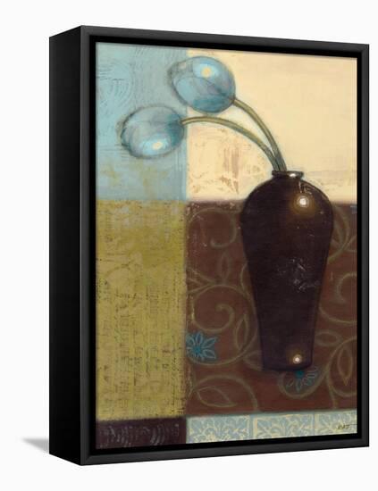 Ebony Vase with Blue Tulips I-Norman Wyatt Jr.-Framed Stretched Canvas