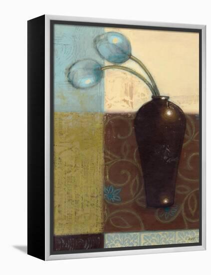 Ebony Vase with Blue Tulips I-Norman Wyatt Jr.-Framed Stretched Canvas
