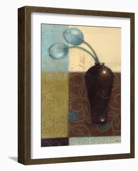 Ebony Vase with Blue Tulips I-Norman Wyatt Jr.-Framed Art Print