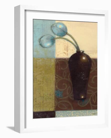 Ebony Vase with Blue Tulips I-Norman Wyatt Jr.-Framed Art Print