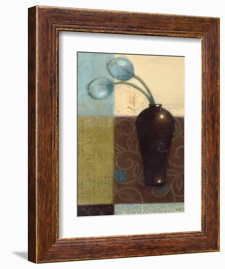 Ebony Vase with Blue Tulips I-Norman Wyatt Jr.-Framed Art Print