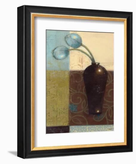 Ebony Vase with Blue Tulips I-Norman Wyatt Jr.-Framed Art Print