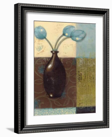 Ebony Vase with Blue Tulips II-Norman Wyatt Jr.-Framed Art Print