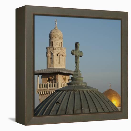 Ecce Homo Dome, Minaret and Dome of the Rock, Jerusalem, Israel, Middle East-Eitan Simanor-Framed Premier Image Canvas