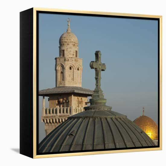 Ecce Homo Dome, Minaret and Dome of the Rock, Jerusalem, Israel, Middle East-Eitan Simanor-Framed Premier Image Canvas