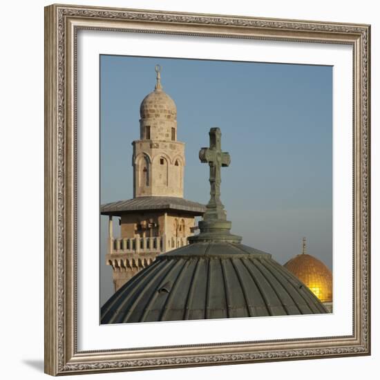 Ecce Homo Dome, Minaret and Dome of the Rock, Jerusalem, Israel, Middle East-Eitan Simanor-Framed Photographic Print