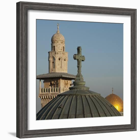 Ecce Homo Dome, Minaret and Dome of the Rock, Jerusalem, Israel, Middle East-Eitan Simanor-Framed Photographic Print