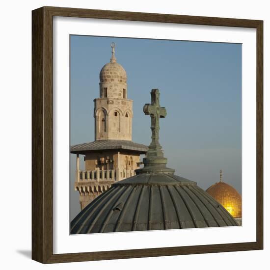 Ecce Homo Dome, Minaret and Dome of the Rock, Jerusalem, Israel, Middle East-Eitan Simanor-Framed Photographic Print