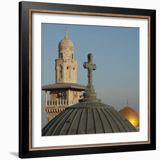 Ecce Homo Dome, Minaret and Dome of the Rock, Jerusalem, Israel, Middle East-Eitan Simanor-Framed Photographic Print