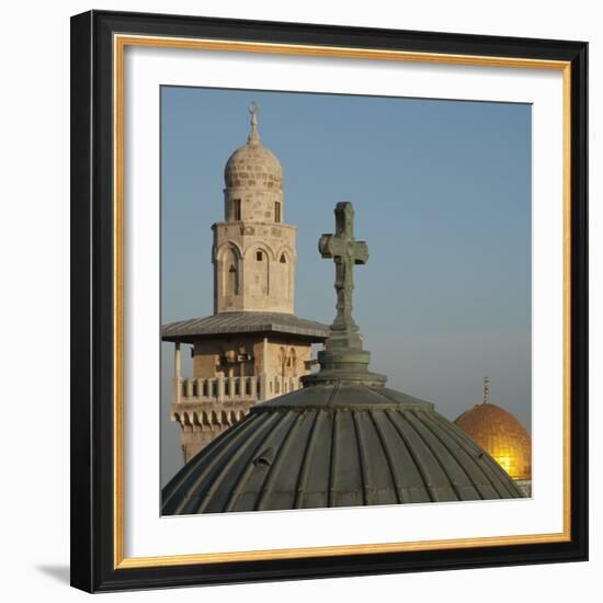 Ecce Homo Dome, Minaret and Dome of the Rock, Jerusalem, Israel, Middle East-Eitan Simanor-Framed Photographic Print