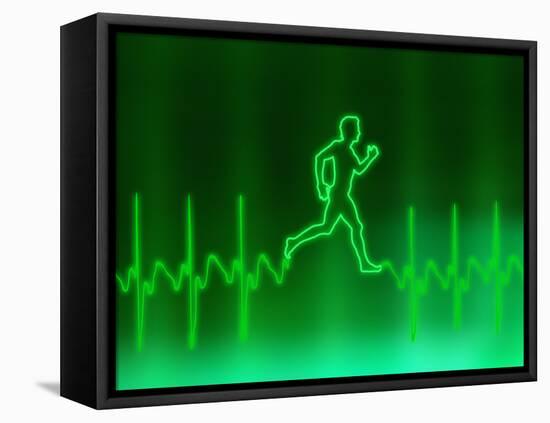 ECG And Man Running-PASIEKA-Framed Premier Image Canvas