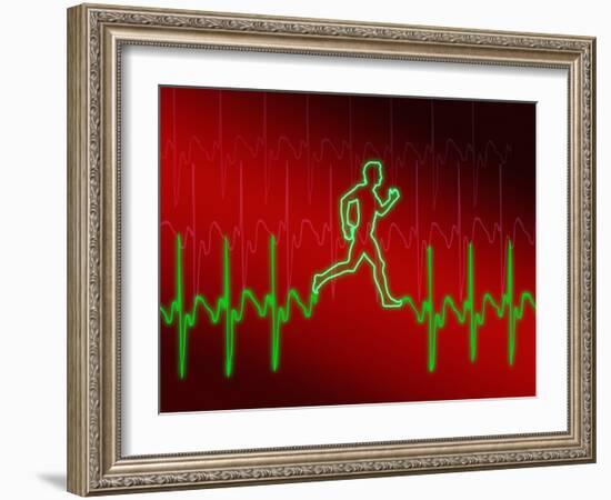 ECG And Man Running-PASIEKA-Framed Photographic Print