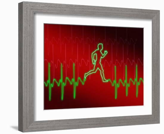 ECG And Man Running-PASIEKA-Framed Photographic Print