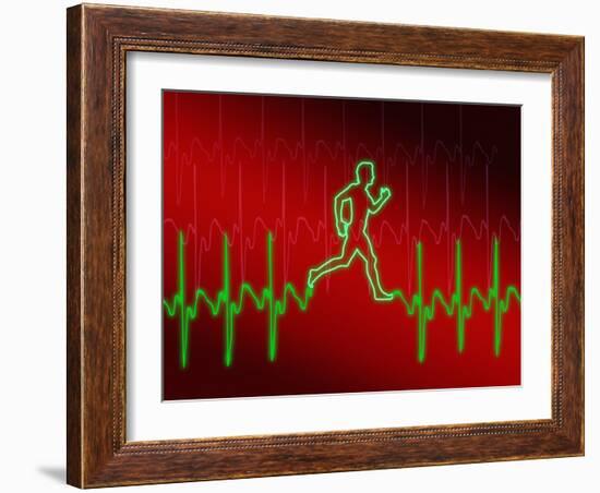 ECG And Man Running-PASIEKA-Framed Photographic Print