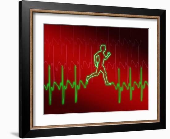 ECG And Man Running-PASIEKA-Framed Photographic Print