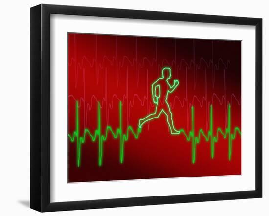 ECG And Man Running-PASIEKA-Framed Photographic Print