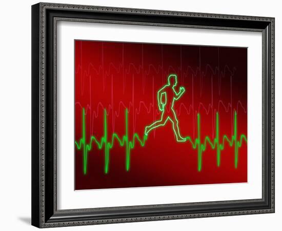 ECG And Man Running-PASIEKA-Framed Photographic Print