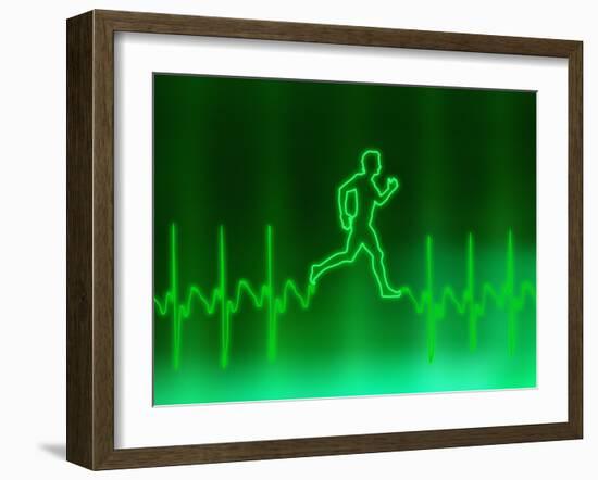 ECG And Man Running-PASIEKA-Framed Photographic Print