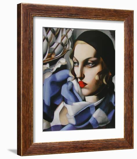 Echarpe Bleue-Tamara de Lempicka-Framed Premium Giclee Print